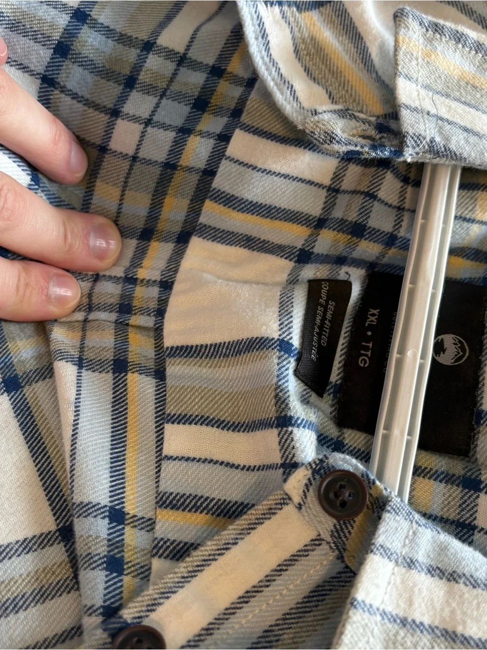 Denver Hayes Cream, blue and Navy Plaid Button-Down Shirt - Picture 2 of 2